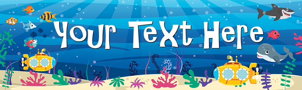 Personalised Party Banner - Under The Sea Submarine - Custom Text