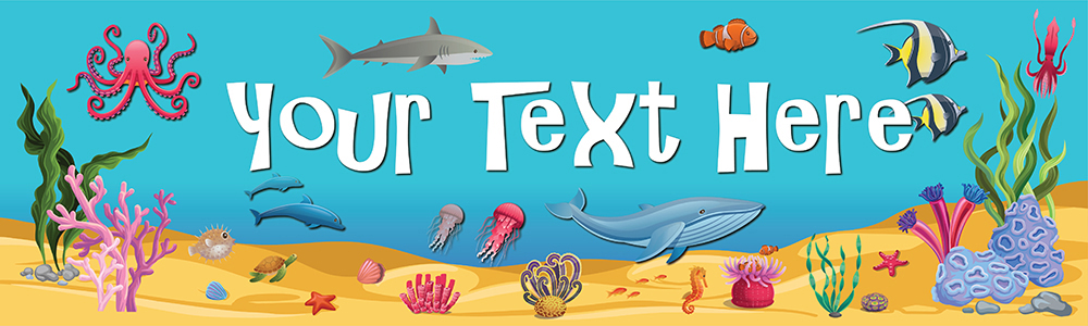 Personalised Party Banner - Under The Sea Shark - Custom Text