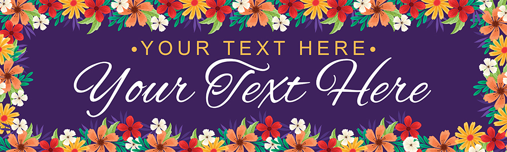 Personalised Retirement Banner - Purple & Bright Flowers - Custom Text