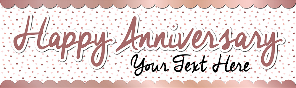 Personalised Wedding Anniversary Banner - Pink Dotty Design - Custom Text