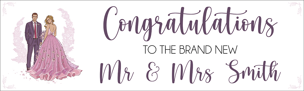 Personalised Wedding Banner - Congratulations Mr & Mrs - Custom Names