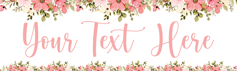 Personalised Wedding Party Banner - Pink Floral - Custom Text