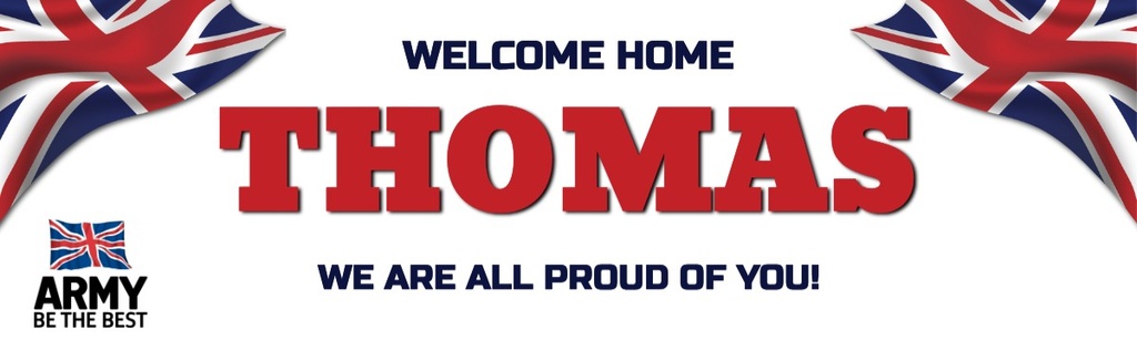 Personalised Welcome Home Banner - British Flag Army - Custom Name