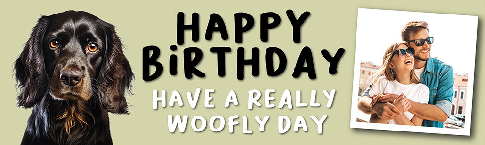Happy Birthday Funny Banner - Have A Woofly Day - Dog Green - 1 Photo Upload