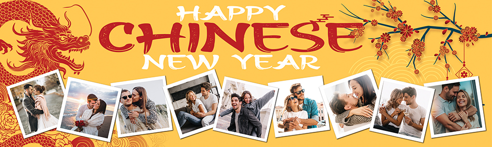 Happy Chinese New Year Banner - Red Dragon Design 9 Photo Upload