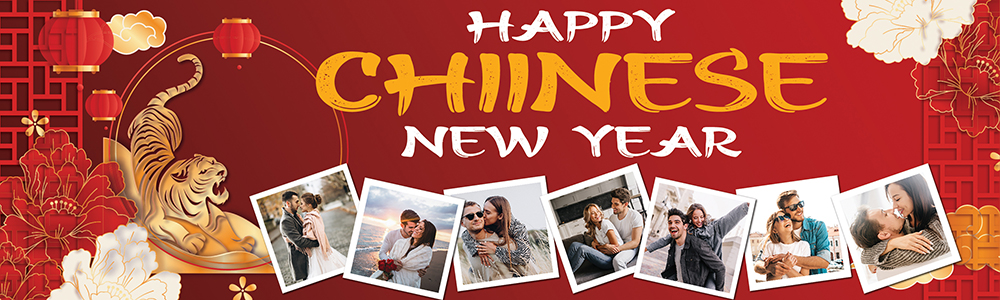 Happy Chinese New Year Banner - Red Tiger Design 7 Photo Upload