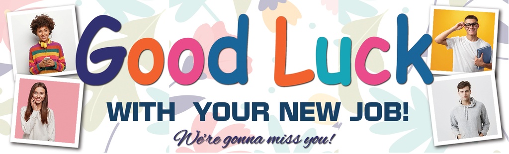 Personalised Good Luck Banner - We'll Miss You - 4 Photo Upload