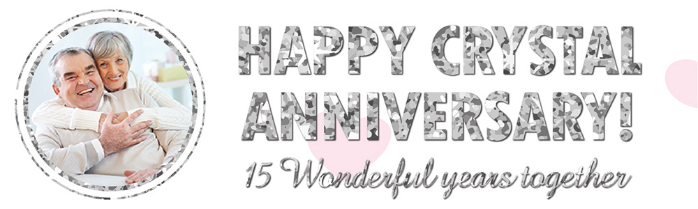 Personalised Happy Anniversary Banner - Crystal Wedding - 1 Photo Upload