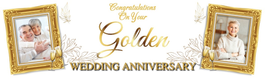 Personalised Happy Anniversary Banner - Golden Wedding - 2 Photo upload