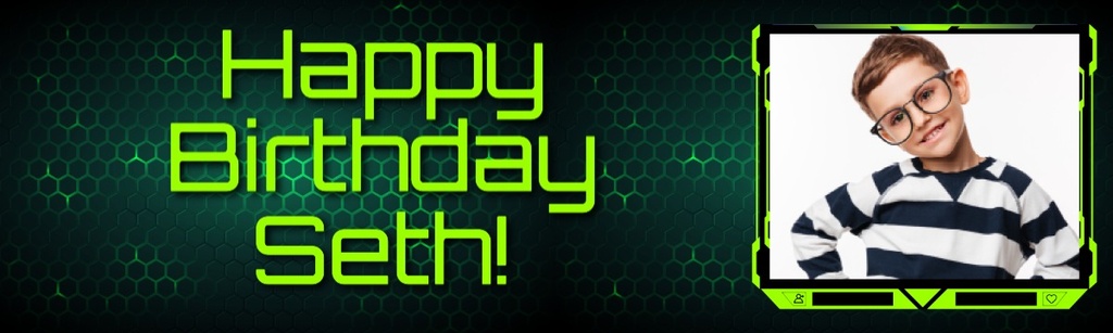 Personalised Happy Birthday Banner - Green Gaming - 1 Photo Upload