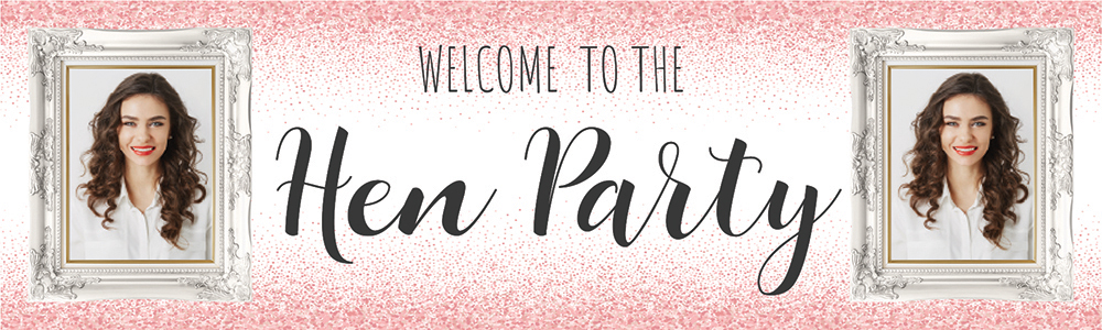 Personalised Hen Party Banner - Pink Welcome - 2 Photo Upload