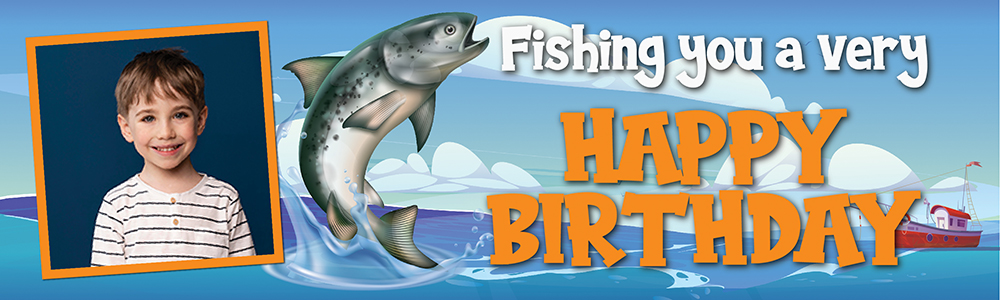 Personalised Party Banner - Fishing - 1 Photo Upload