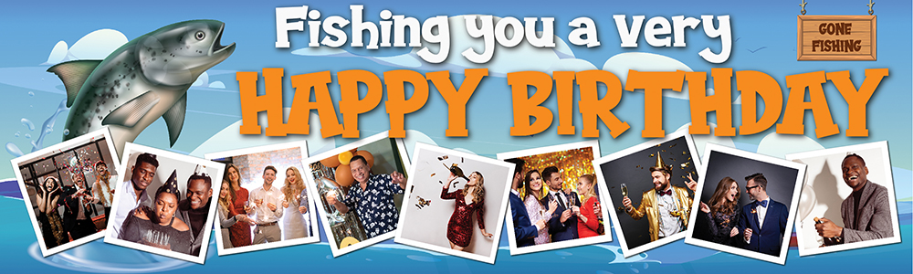 Personalised Party Banner - Fishing - 9 Photo Upload