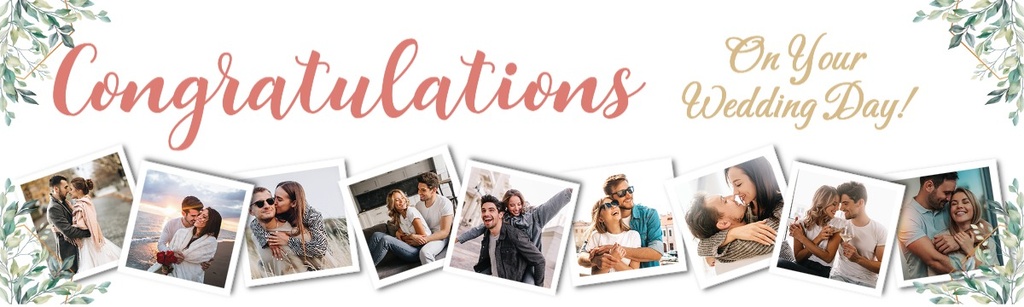 Personalised Wedding Banner - Congratulations - 9 Photo Upload