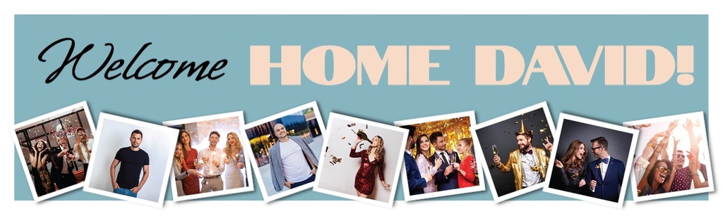 Personalised Welcome Home Banner - Blue - 9 Photo Upload