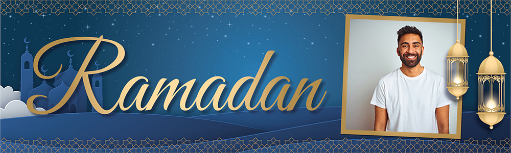 Ramadan Banner - Blue Mosque Design - 1 Photo Upload