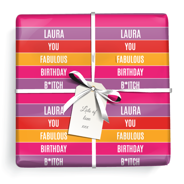 Personalised Birthday Gift Wrapping Paper -  Fabulous Birthday B*itch - Add Name