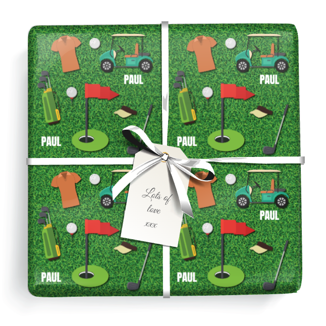 Personalised Birthday Gift Wrapping Paper -  Golf Design - Add Name