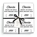 Personalised Birthday Gift Wrapping Paper -  Making The World Awesome- Add Name & Year