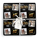 Personalised 40th Birthday Gift Wrapping Paper - Black & Gold - Upload 2 Photos & Name