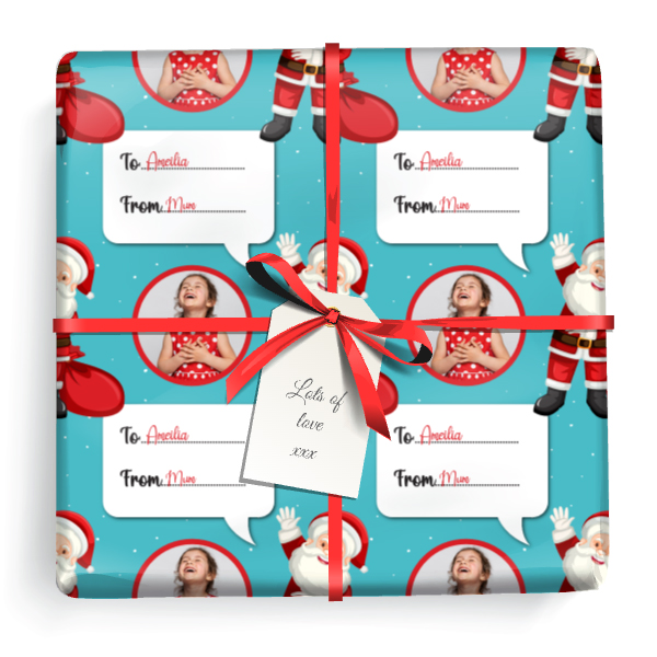 Personalised Christmas Gift Wrapping Paper - From Santa - 1 Photo & Name