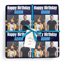 Personalised Birthday Gift Wrapping Paper - Stripe Design- 2 Photo & Add Text