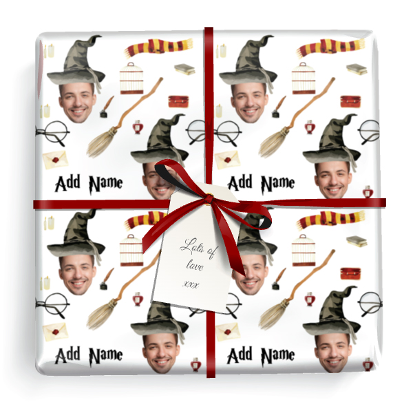 Personalised Party Gift Wrapping Paper - Wizard Design- Upload 1 Photo