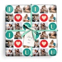 Personalised Valentines Gift Wrapping Paper - I Love You -  6 Photo Upload