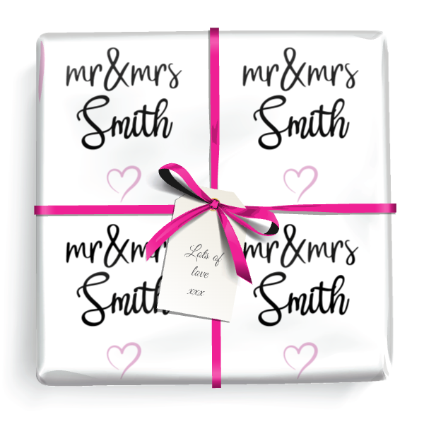 Personalised Wedding Gift Wrapping Paper - Mr & Mrs -  Add Name