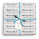 Personalised Christening Gift Wrapping Paper -  Pink Blue Bunting - Add Your Text