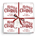 Personalised Christmas Gift Wrapping Paper - Red Merry Christmas - Add Name