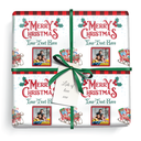 Personalised Christmas Gift Wrapping Paper - Holly & Sleigh - Add Text & 1 Photo