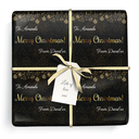 Personalised Christmas Gift Wrapping Paper - Black & Gold - Add Name