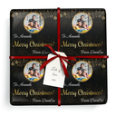 Personalised Christmas Gift Wrapping Paper - Black & Gold - Add Name & 1 Photo