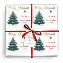 Personalised Christmas Gift Wrapping Paper - Xmas Tree - Add Name