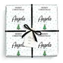 Personalised Christmas Gift Wrapping Paper - Blue Stars - Add Name