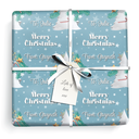 Personalised Christmas Gift Wrapping Paper - White Tree & Stars - Add Name