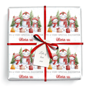 Personalised Christmas Gift Wrapping Paper - Xmas Tree & Snowmen Red - Add Name