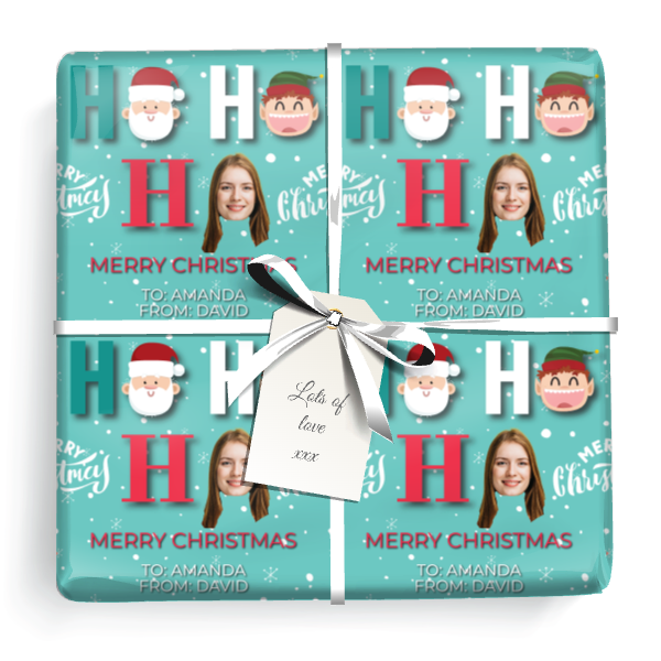 Personalised Christmas Gift Wrapping Paper - Ho Ho Ho - Add Photo & Text