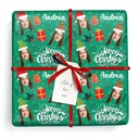 Personalised Christmas Gift Wrapping Paper - Santa Hats - Add Photo & Name