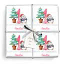 Personalised 1st Christmas Gift Wrapping Paper - Penguin & Tree - Add Name