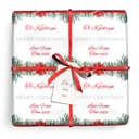 Personalised Christmas Gift Wrapping Paper - Red Greeen Xmas Garland - Add Name