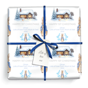 Personalised Christmas Gift Wrapping Paper - Blue Rabbit - Add Text