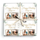 Personalised Birthday Gift Wrapping Paper - Green Floral -  Add Text & 1 Photo