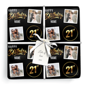 Personalised 21st Birthday Gift Wrapping Paper - Black & Gold - Upload 2 Photos & Name