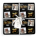 Personalised 30th Birthday Gift Wrapping Paper - Black & Gold - Upload 2 Photos & Name