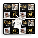 Personalised 70th Birthday Gift Wrapping Paper - Black & Gold - Upload 2 Photos & Name