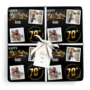 Personalised 70th Birthday Gift Wrapping Paper - Black & Gold - Upload 2 Photos & Name