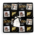 Personalised 80th Birthday Gift Wrapping Paper - Black & Gold - Upload 2 Photos & Name