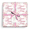 Personalised Birthday Gift Wrapping Paper - Pink Flowers -  Add Text